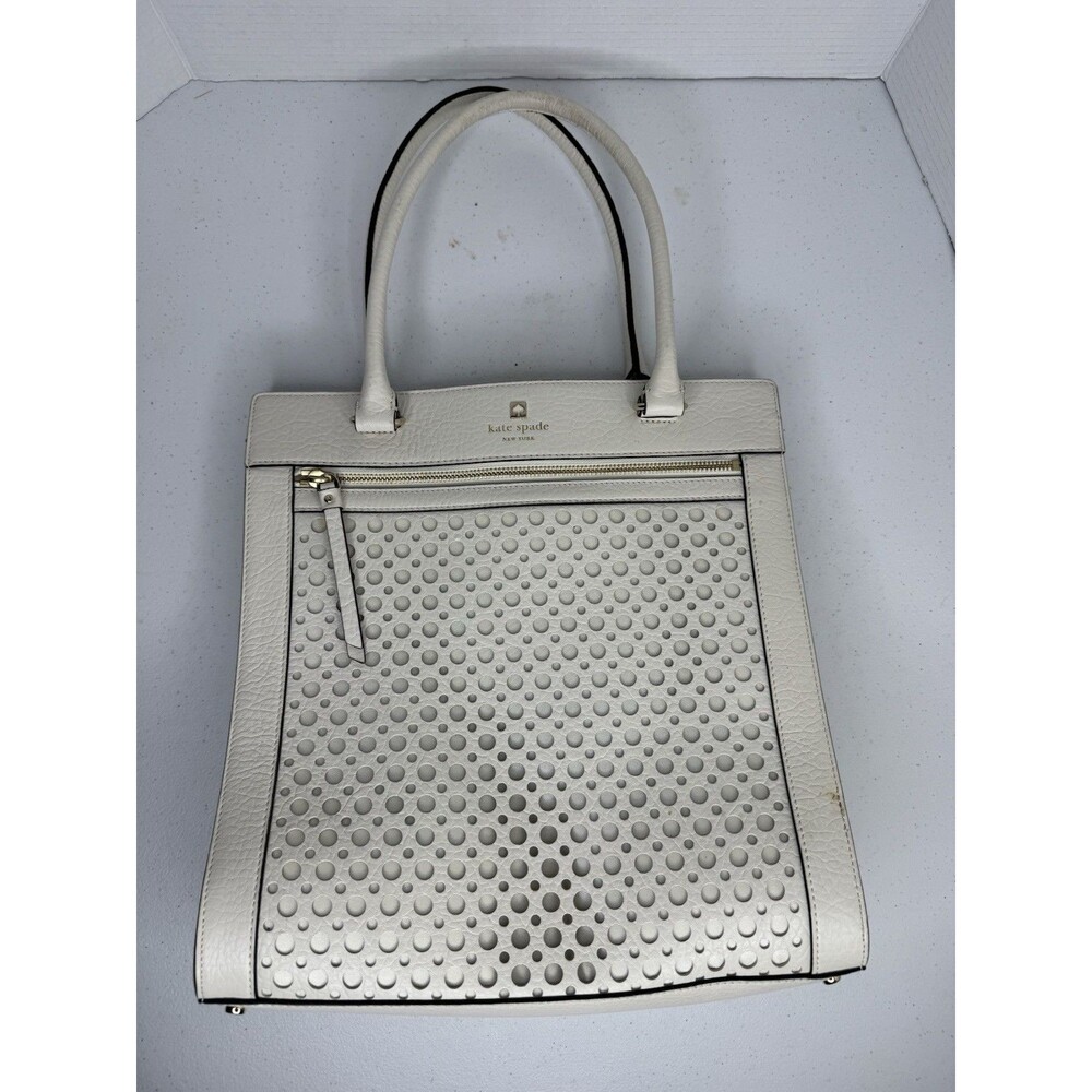Kate Spade New York Perri Lane Lynne Double Handle Tote Bag, Cream Leather